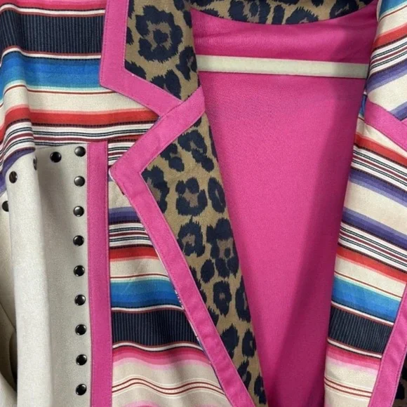 NEW- Crazy Train Leopard and Stripe Women's Jacket - Picture 3 of 5